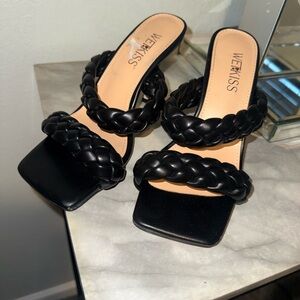 Kiss Black Braided Heeled Sandals